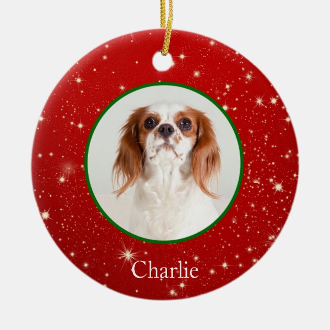 Personalisierter Welpen Hund Foto Keramikornament (Vorne)