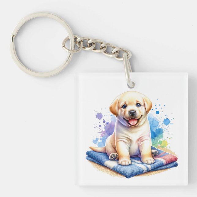 Personalisierter Welpenhund Schlüsselanhänger (Vorderseite)