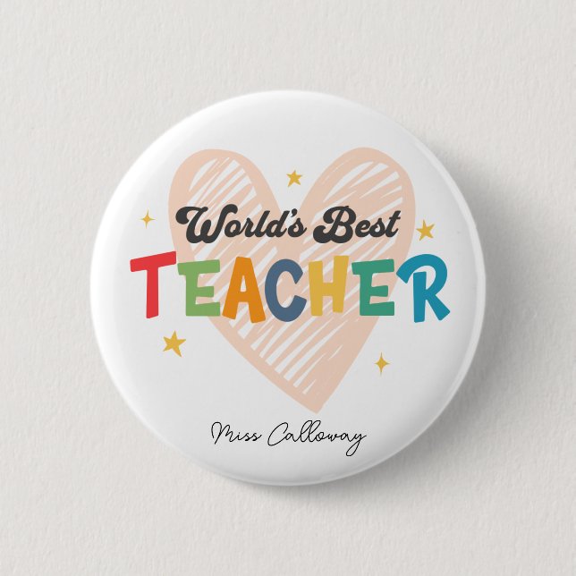 Personalisierter Weltbester Lehrer Button (Vorderseite)