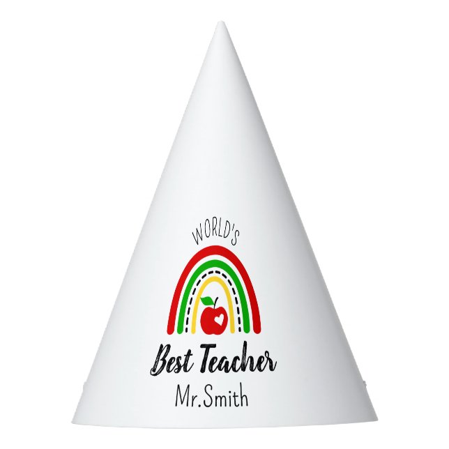 Personalisierter Weltbester Lehrer Partyhütchen (Vorderseite)
