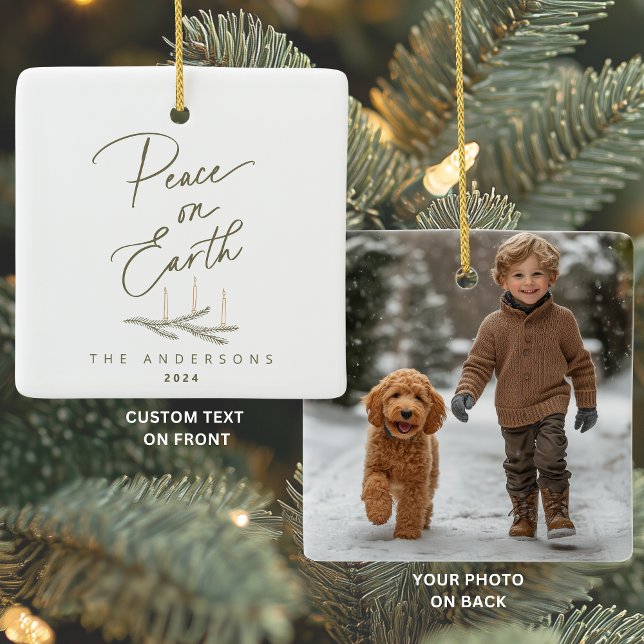 Personalisierter Weltfrieden Foto Weihnachten Keramikornament (Von Creator hochgeladen)