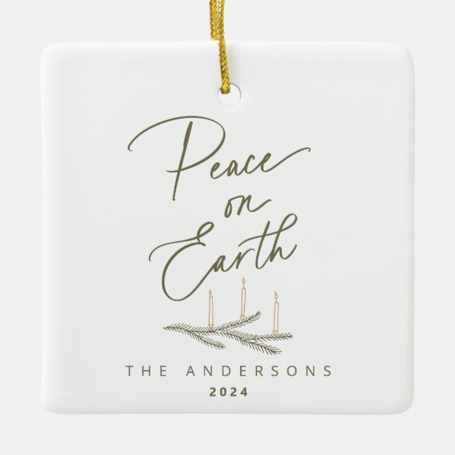 Personalisierter Weltfrieden Weihnachten Keramikornament (Vorderseite)