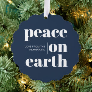 Personalisierter Weltfrieden Weihnachten Minimalis Ornament Karte