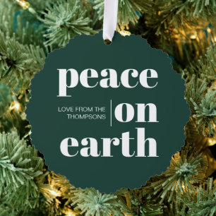 Personalisierter Weltfrieden Weihnachten Minimalis Ornament Karte