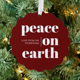 Personalisierter Weltfrieden Weihnachten Minimalis Ornament Karte