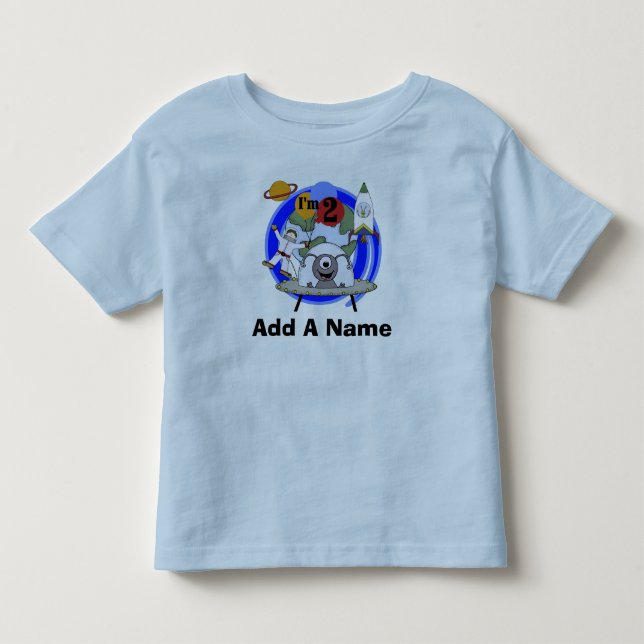 Personalisierter Weltraum-2. Geburtstags-T - Shirt (Vorderseite)