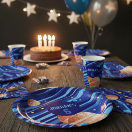 Personalisierter Weltraum-Galaxie-Geburtstag Pappteller