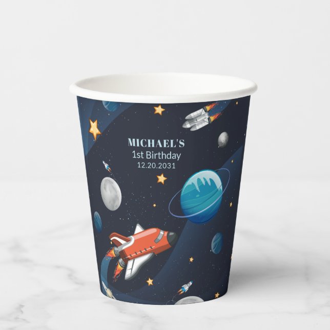 Personalisierter Weltraumtag Pappbecher (Vorderseite)