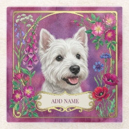 Personalisierter West Highland Dog Rosa Untersetze Glasuntersetzer