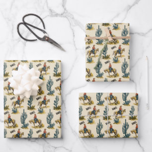Personalisierter Western Cowboy Geschenkpapier Set