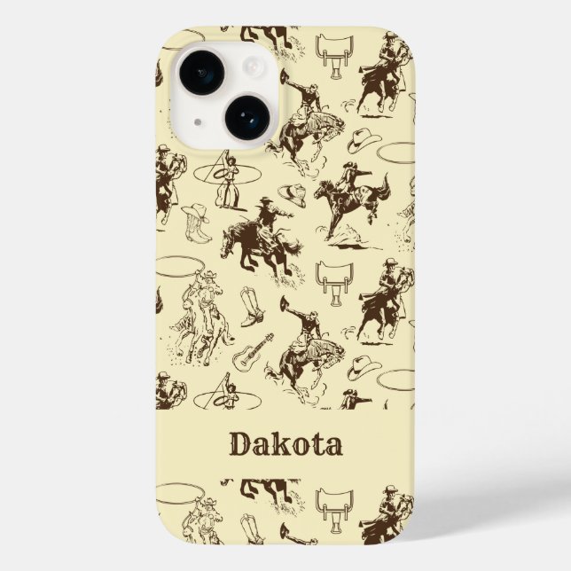Personalisierter Western Cowboy Rodeo Pferde Case-Mate iPhone 14 Hülle (Rückseite)
