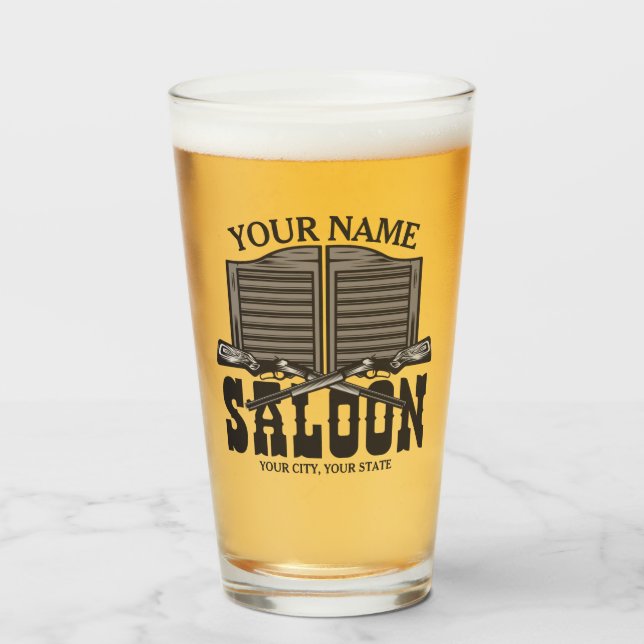 Personalisierter Western Rifle Guns Old Saloon Bar Glas (Vorne (Gefüllt))