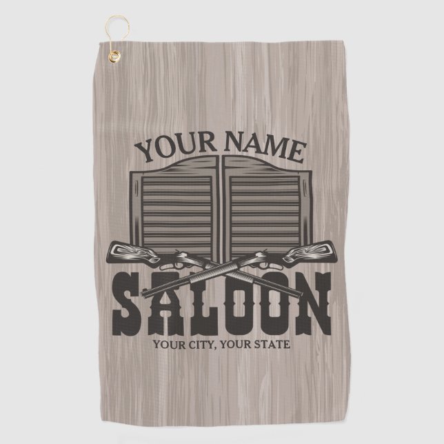 Personalisierter Western Rifle Guns Old Saloon Bar Golfhandtuch (Vorderseite)