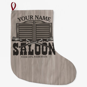 Personalisierter Western Rifle Guns Old Saloon Bar Großer Weihnachtsstrumpf