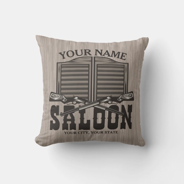 Personalisierter Western Rifle Guns Old Saloon Bar Kissen (Vorderseite)