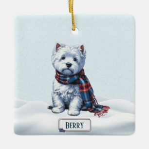 Personalisierter Westie-Weihnachtsschmuck Keramikornament