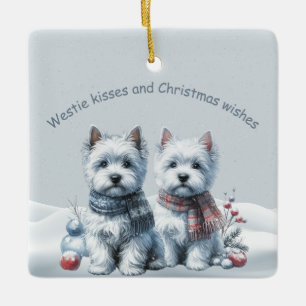 Personalisierter Westies-Weihnachtsschmuck Keramikornament