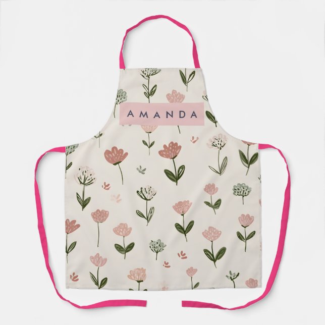 Personalisierter Whimsical Blush Gartenstil Schürze (Vorderseite)