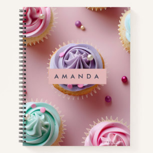 Personalisierter Whimsischer Pastell-Cupcake-Swirb Notizbuch