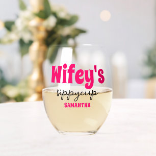 Personalisierter Wifey-Hippie-Cup Weinglas Ohne Stiel