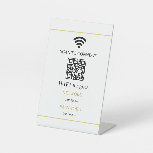 Personalisierter WiFi-QR-Code-Netzwerkdisplay-Sock Sockelschild (Vorderseite)