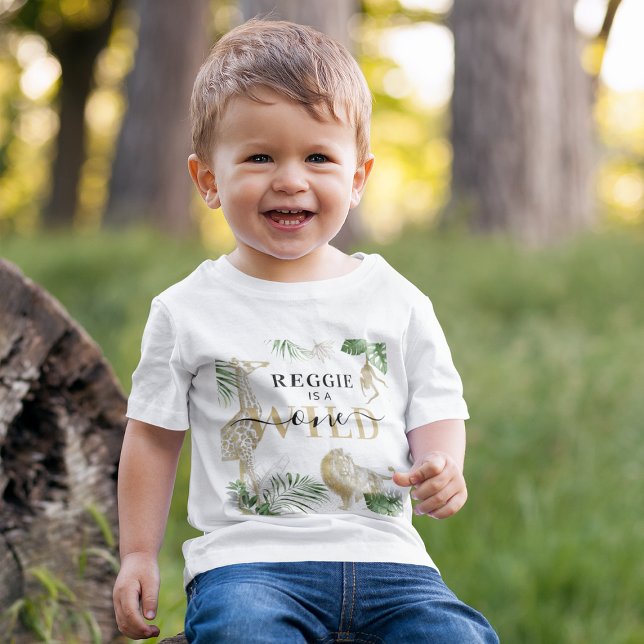 Personalisierter "Wild One" Dschungel/Safari Baby T-shirt (Von Creator hochgeladen)