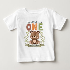 Personalisierter WILD ONE Waldbär Baby T-shirt
