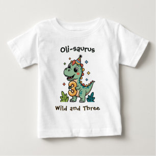 Personalisierter Wild und Drei Dinosaurier 3. Gebu Baby T-shirt