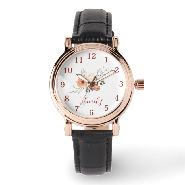 Personalisierter Wildblume Armbanduhr (Vorderseite)