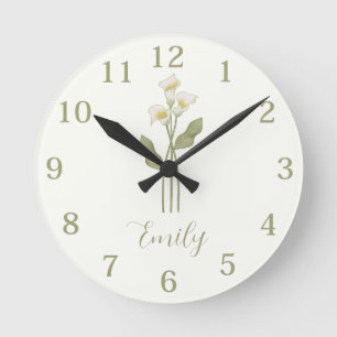 Personalisierter Wildblume Runde Wanduhr