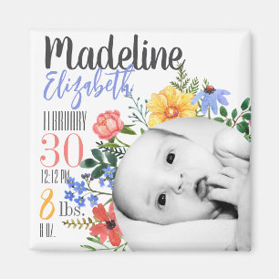 Personalisierter Wildblumen-Geburtsanzeige-Magnet Magnet