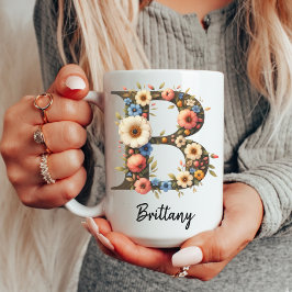 Personalisierter Wildblumen-Monogramm-Becher für M Kaffeetasse