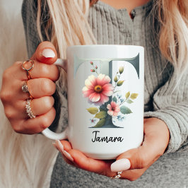 Personalisierter Wildblumen-Monogramm-Tassen-Gesch Kaffeetasse