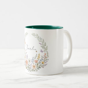 Personalisierter Wildblumen-Namensbecher Zweifarbige Tasse