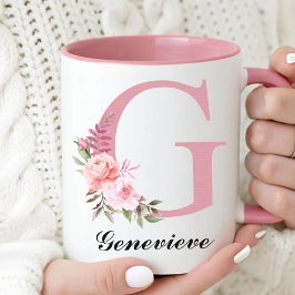 Personalisierter Wildblumen-Rosa-Kaffeebecher als  Tasse