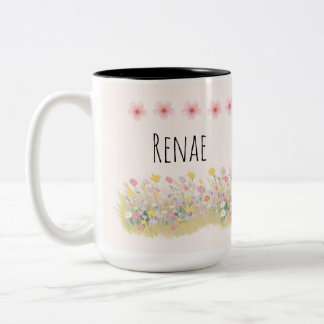 Personalisierter Wildblumen-Schmetterlings-Becher Zweifarbige Tasse