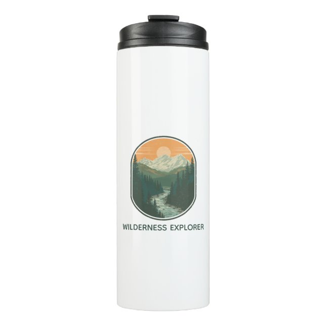 Personalisierter Wilderness Explorer Retro-Berg  Thermosbecher (Vorderseite)