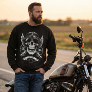 Personalisierter Winter-Biker-Totenkopf-Motorrad Sweatshirt