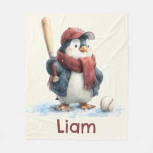 Personalisierter Winter-Pinguin-Baseball-Junior Fleecedecke