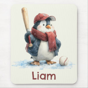Personalisierter Winter Pinguin Baseball Kind Mousepad