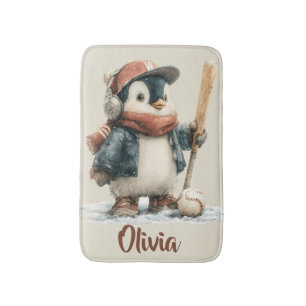 Personalisierter Winter-Pinguin-Baseballanzug für Badematte