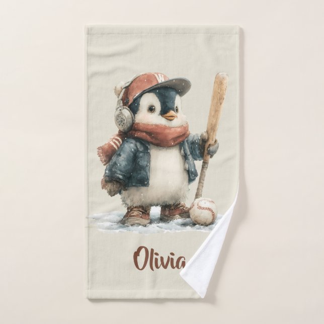 Personalisierter Winter-Pinguin-Baseballanzug für  Badhandtuch Set (Handtuch)