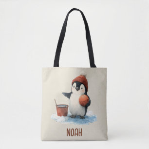 Personalisierter Winter-Pinguin-Basketball Kind Tasche