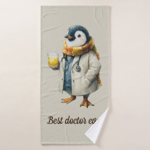 Personalisierter Winter-Pinguin „Bester Arzt überh Badhandtuch Set