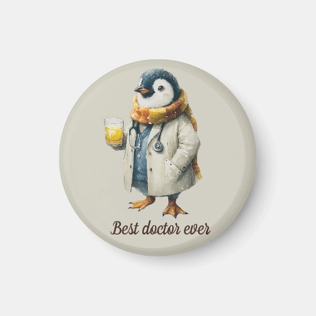 Personalisierter Winter-Pinguin „Bester Arzt überh Magnet (Vorne)