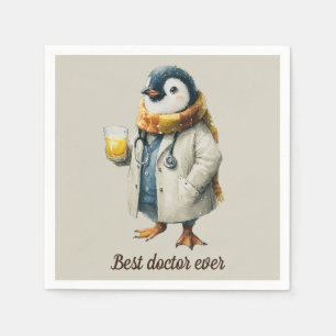 Personalisierter Winter-Pinguin „Bester Arzt überh Serviette