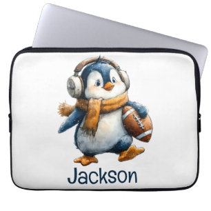 Personalisierter Winter-Pinguin-Fußball-Junior Laptopschutzhülle