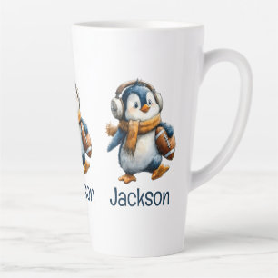 Personalisierter Winter-Pinguin-Fußball-Junior Milchtasse