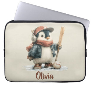 Personalisierter Winter-Pinguin-Softball-Jugendlic Laptopschutzhülle