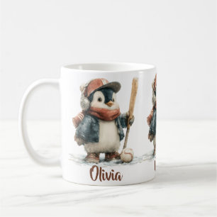 Personalisierter Winter-Pinguin-Softball-Kid Kaffeetasse